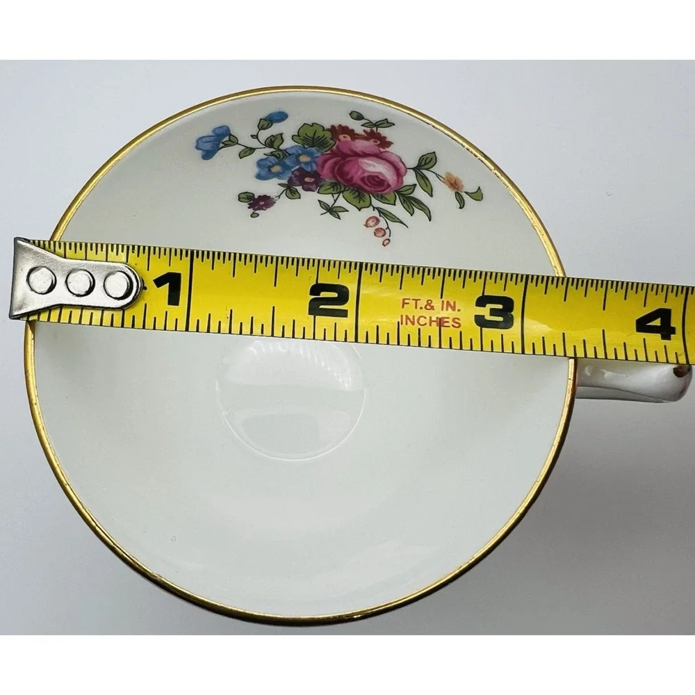 Crown Staffordshire Bone China Teacup Saucer Set Gold Pink Rose Floral England